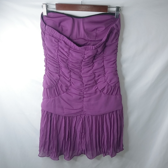 LOVE Tease 9J Dragon Purple Strapless Scrunched Bodycon Mini Prom Dress - Picture 4 of 8
